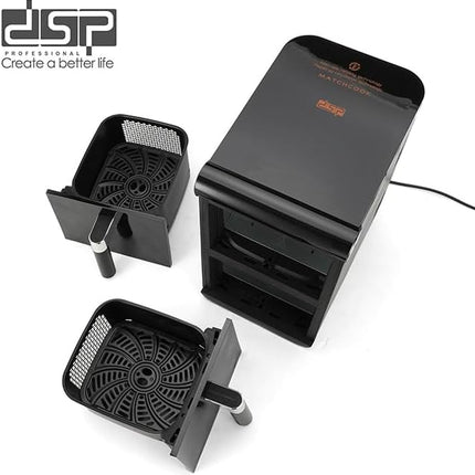 DSP 12L Double Stack Air Fryer, Dual Air Fryer with Dual Basket & 2 Drawers 1700W, 13 Preset Menus with Space Saving Design KB2189