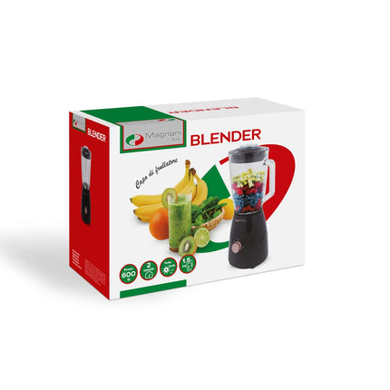 MAGNANI 600W Standmixer mit 1,5l Glasbehälter für Smoothies & Suppen, Elektrischer Mixer Blender aus Edelstahl & Glas, Hochleistungsmixer in Schwarz & Roségold