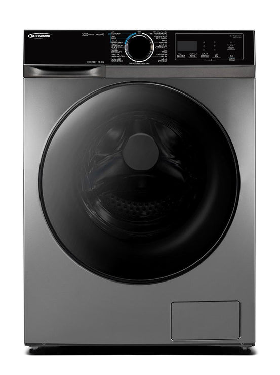 غسالة ومجفف جنرال جولد كومبو، سعة 10 كجم غسيل، 7 كجم تجفيف، 15 برنامج، محرك عاكس 1400 دورة في الدقيقة، غسيل بالبخار، إزالة شعر الحيوانات الأليفة، تحميل أمامي، فضي من الفولاذ المقاوم للصدأ