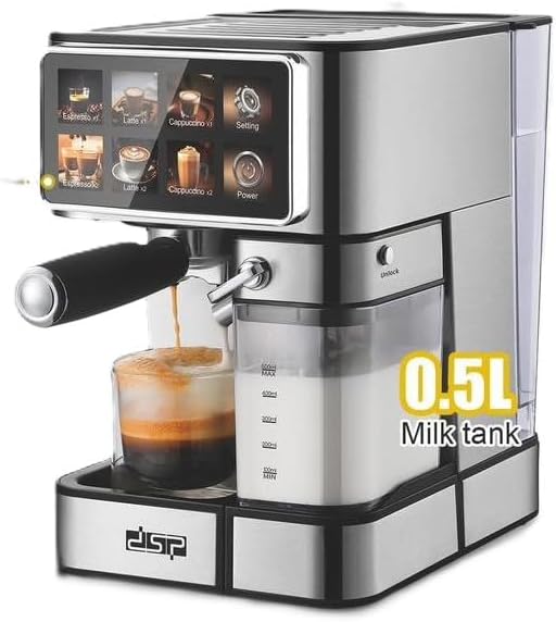 DSP Espresso Coffee Maker Machine – 1350W, 15 Bar Pump, 1.8L Water Tank, Milk Frother | Coffee Machine- KA3149