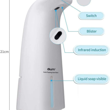 Touchless Liquid Soap Dispenser, with Sensor Liquid Dispenser, Automatic Pump and 250ml Bottle, No-touch Auto Foaming Dispenser for Hand Washing Bathroom Kitchen Hotel Office Use