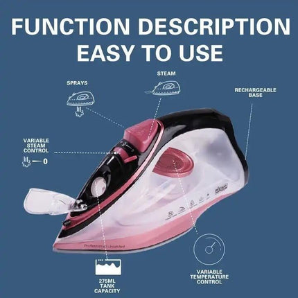 مكواة بخار دي إس بي، مكواة بخار محمولة، مكواة بخار بخاخ، 2200 واط مع قاعدة مطلية بالسيراميك، خزان مياه سعة 275 مل، تدفق بخار قوي، تنظيف ذاتي، KD1096