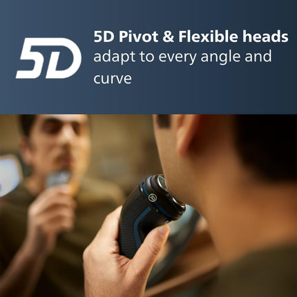 Philips Face & Head Shaver S3144/00 | Wet & Dry Use | Smooth, Comfortable Shave with SkinProtect Tech | 5D Pivot & Flex Heads, PowerCut Blades | 60 min Cordless Use | Pop-Up Trimmer
