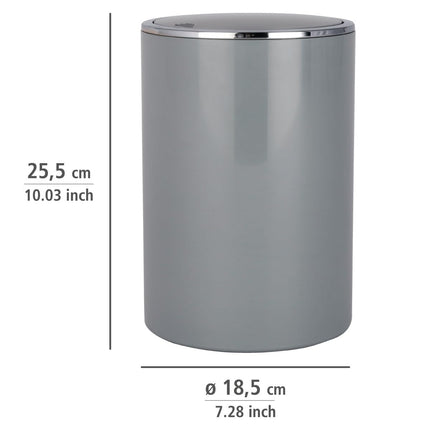 Wenko Wenko" Inca Swing Cover Bin, ABS, Grey, 18.5 x 18.5 x 25.5 cm