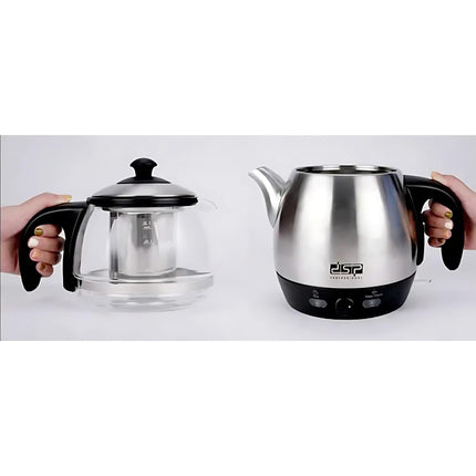 DSP Professional Electric Tea Maker with 2200W Power, 1.2L and 1.8L Capacity, Stainless Steel Design, Perfect for Home or Office, -KK1145