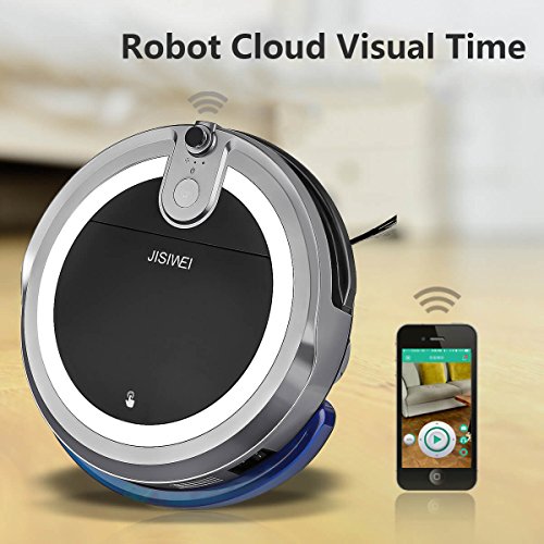 JISIWEI I3 Robotic Vacuum Cleaner Automatic Self Charging Floor Cleaner with Camera and App Remote Control Voice Prompt, Gray