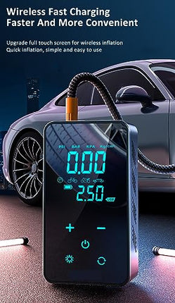 OUNA Electric inflator, ST-9616A Full-Touch-Screen Vehicle-Mounted Air Pump Portable Air Pump for Automobile Air Compressor Electric Tire Inflator