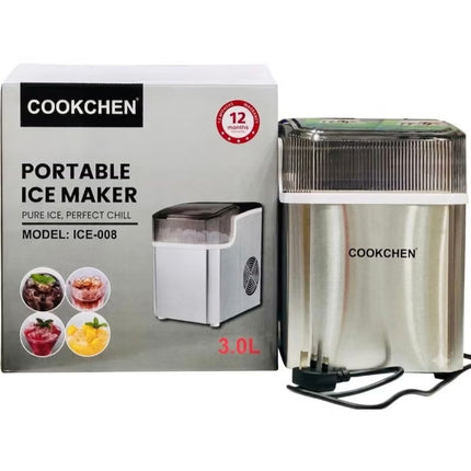 Cookchen Portable Countertop Ice Maker Machine ICE-008, 3.0L, Stainless Steel