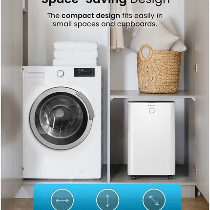 Pro Breeze 20l Per Day Smart Compressor Dehumidifier with 4l Water Tank, Laundry Drying and Automatic Humidity Sensor , Mould Remover 24,hour Timer Sleep Mode for Damp, Condensation
