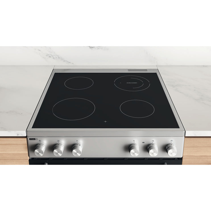 WHIRLPOOL 60CM CERAMIC COOKER-STEEL,WS68V8KHX,