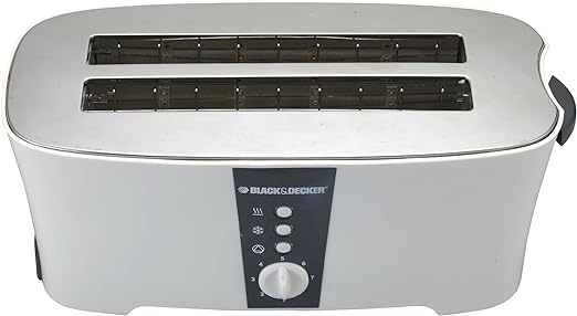 BLACK+DECKER 1350W 4 Slice cool touch Toaster with Electronic Browning Control White ET124-B5,