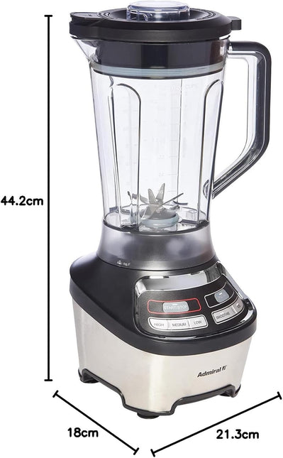 Admiral Blender 1.8 Litre Capacity with 3 Speed Control, Premium Stainless Steel Blade with Plastic Jub, 1500 Watts, (1 Year Warranty) - ADBL1815SS