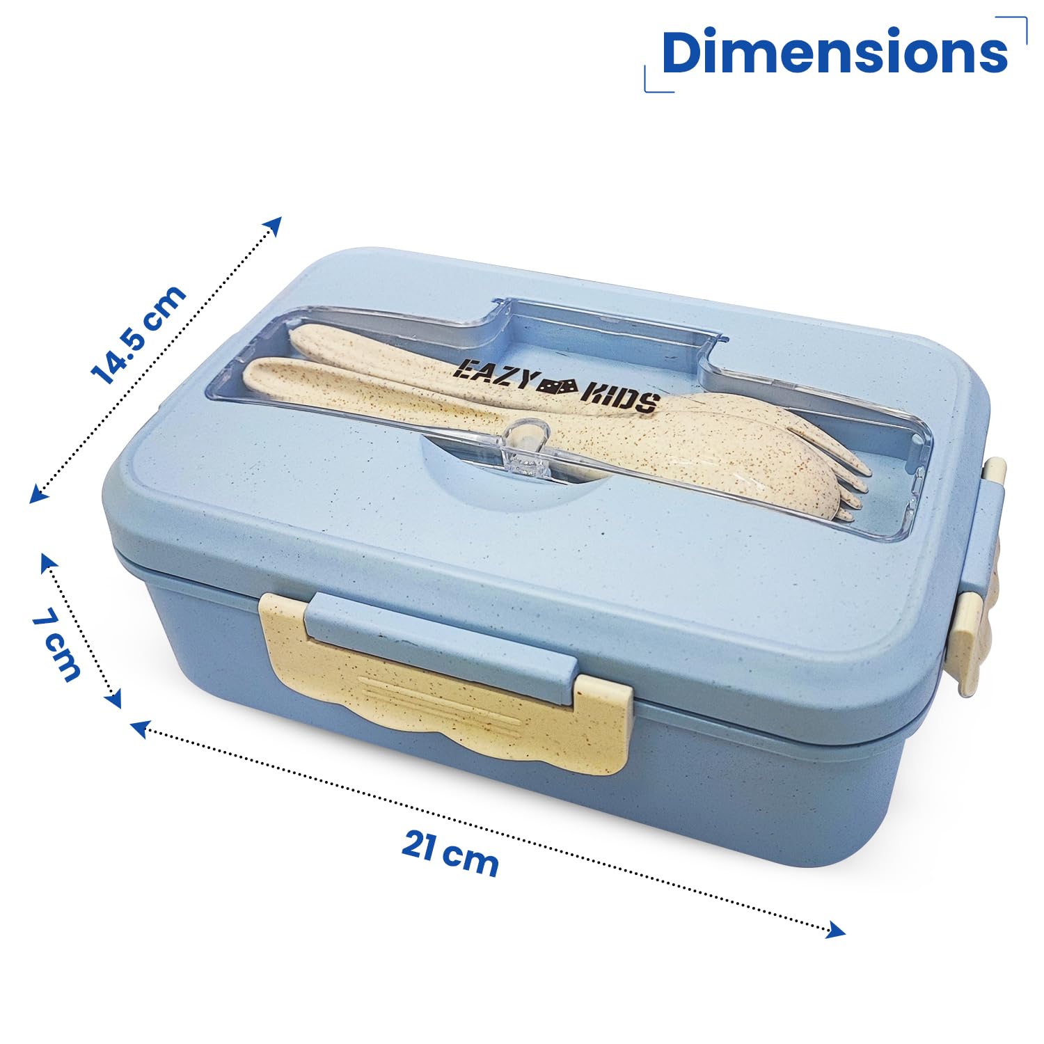 Eazy Kids Wheat Straw Leakproof Eco Bento Lunch Box - Blue (1000ml)