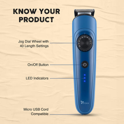 ماكينة تشذيب اللحية Syska HT950 BeardPro السلكية واللاسلكية مع شحن سريع، مدة تشغيل 120 دقيقة، من الرأس إلى الأنف، تشذيب بزاوية 360 درجة