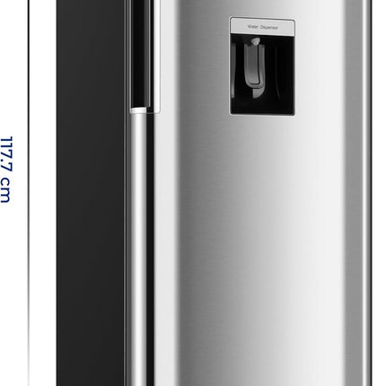 Hoover 195L Single Door Refrigerator With Water dispenser, Curved door design, Chiller Compartment, LED Lighting, Glass Shelves  HSD-K195-S
