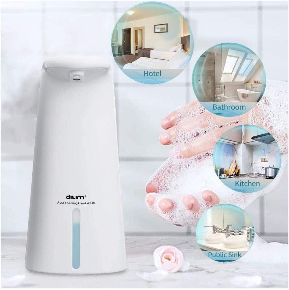 Touchless Liquid Soap Dispenser, with Sensor Liquid Dispenser, Automatic Pump and 250ml Bottle, No-touch Auto Foaming Dispenser for Hand Washing Bathroom Kitchen Hotel Office Use