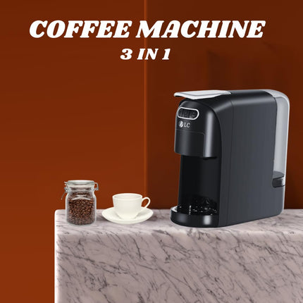 DLC 3 in1 Multifunction Capsule Coffee Machine – 1400W Coffee Maker with 700ML Detachable Water Tank,Strong & Powerful Capsule Coffee Machine, Auto Shut Off | DLC-CM7321 (Black)