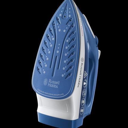 Russell Hobbs Steam Iron 2400W Max Power, Portable Clothing Iron, Quick Heat-up with Non-Stick Ceramic Soleplate, Auto-off Function, Continuous & Vertical Steam,  Blue 26483GCC