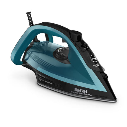 TEFAL Ultraglish Steam Iron, Durilium Airglide, Anti-calc, Anti Drip, 2800 Watts, Blue/Black  2800(خدوش جانبيه)