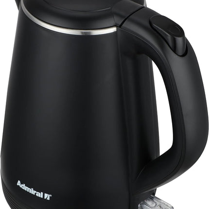 Admiral Electric Kettle 1L, With Open Lid Opening Function, Double Layered, Boil Dry Protection, Black, 1 Year Warranty, ADKT170GSS3.
