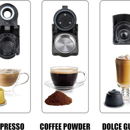 MEBASHI 3-in-1 Multifunction Espresso Capsule Coffee Machine, 600ML Water Tank, 19 Bar Pressure, Auto Shut Off | (ME-CEM302) (Black)|1450W