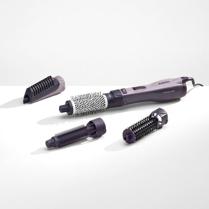 طقم تصفيف الشعر الكامل من بيبي ليس إير ستايلر | ١٢٠٠ واط | فرش حرارية ٣٨ مم، فرش ثابتة ٢٥ مم، فرش ناعمة ٢٠ مم | تحكم أيوني بالتجعد | ٣ إعدادات حرارة | (AS121SDE)