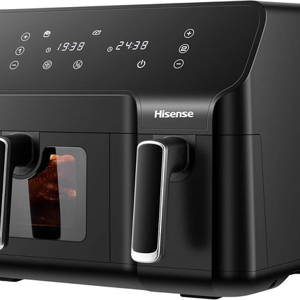 Hisense 9L Dual Basket Air Fryer, Air Fry, Preset Menus, 360° Circulation, LED Display, Dual Cooking Zone, Visible Basket, H09AFBK2S5