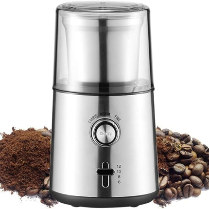 Homey Electric Coffee Grinder 200W with 3 Kinds of Fineness Selector, Stainless Steel Blades, 4 Capacity Choice, for Coffee Beans, Pepper, Spices, Herbs, Salts