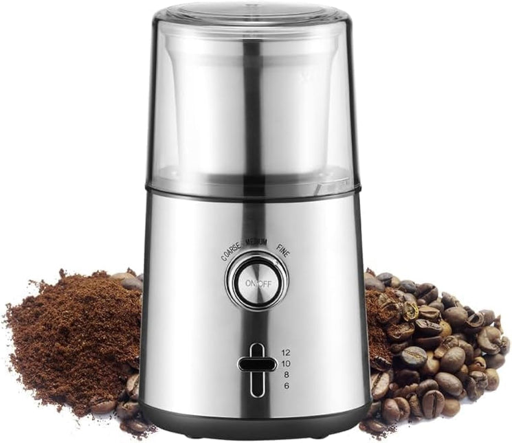 Homey Electric Coffee Grinder 200W with 3 Kinds of Fineness Selector, Stainless Steel Blades, 4 Capacity Choice, for Coffee Beans, Pepper, Spices, Herbs, Salts