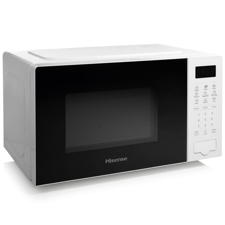 Hisense 700 Watts 20 Litre White Digital Solo Microwave Oven H20MOWS4UK Automatic Defrost, 9 Auto Cook Menus, Clock & Timer, Easy Clean