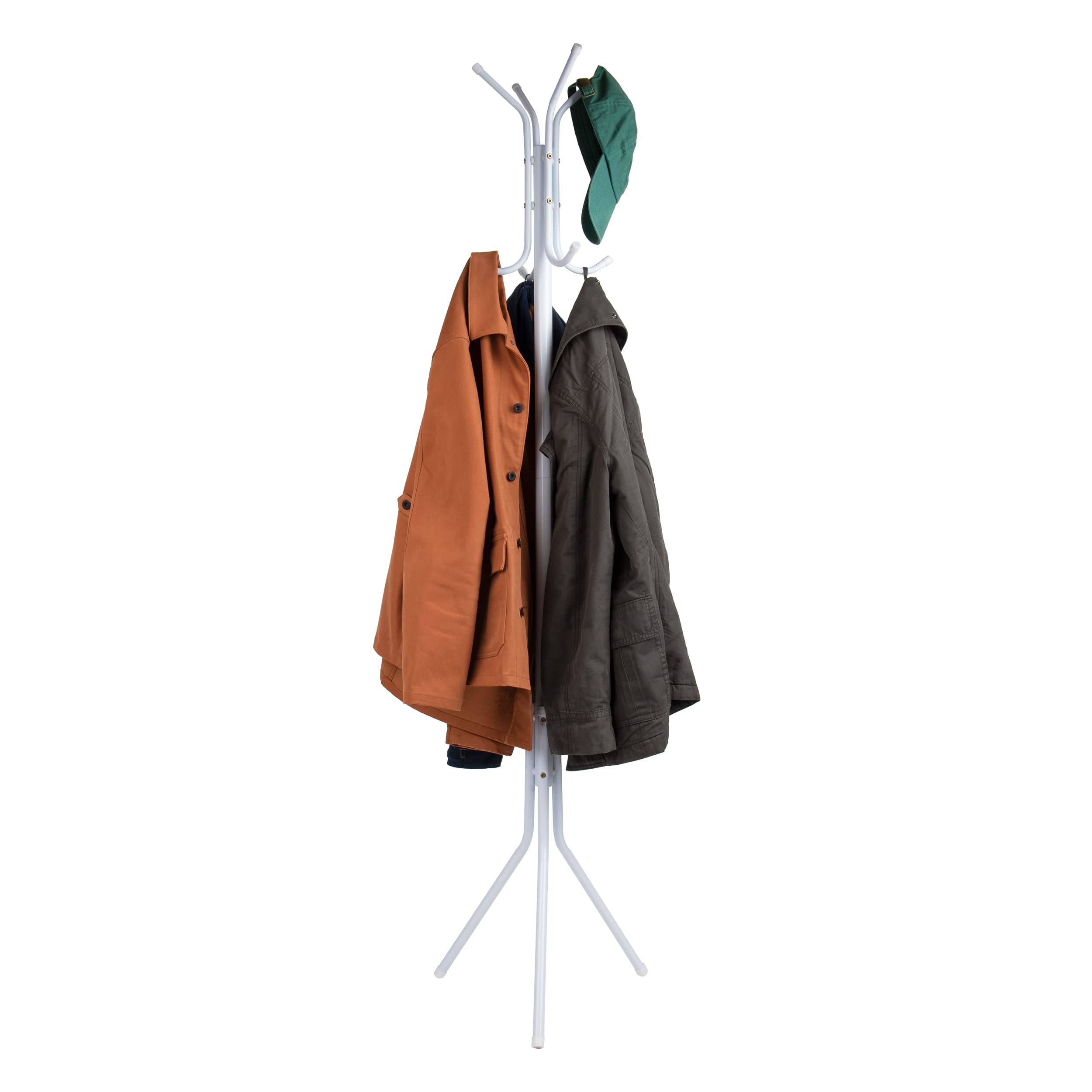 Mind Reader Crack11-Wht Metal Coat Hat Hanger 11 Hook For Jacket, Purse, Scarf Rack, Umbrella Tree Stand, White Lightweight