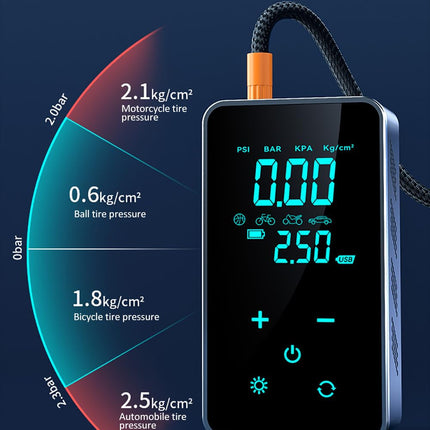 OUNA Electric inflator, ST-9616A Full-Touch-Screen Vehicle-Mounted Air Pump Portable Air Pump for Automobile Air Compressor Electric Tire Inflator