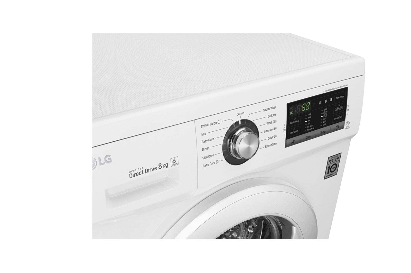 LG 7 Kg 1000 RPM Direct Drive Motor Front Load Washing Machine, White