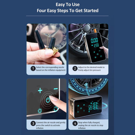 OUNA Electric inflator, ST-9616A Full-Touch-Screen Vehicle-Mounted Air Pump Portable Air Pump for Automobile Air Compressor Electric Tire Inflator