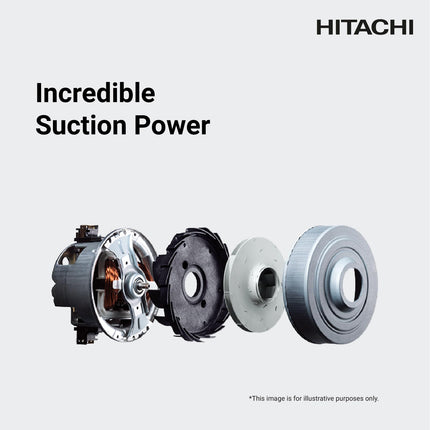 HITACHI Drum Vacuum Cleaner 2100 Watts, 18L Tank Dust Capacity, Aero Power Brush to Clean Efficiently, Metal Pipe, Dusting Brush & Crevice Nozzle, Washable Filter, Best for Home & Office, CV955NBLGCM