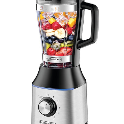 Black & Decker BLACK+DECKER 700W High Speed Premium Blender with Glass Jar Black/Silver BX650G-B5 (يوجد كسر بسيط في الغطاء الخارجي)