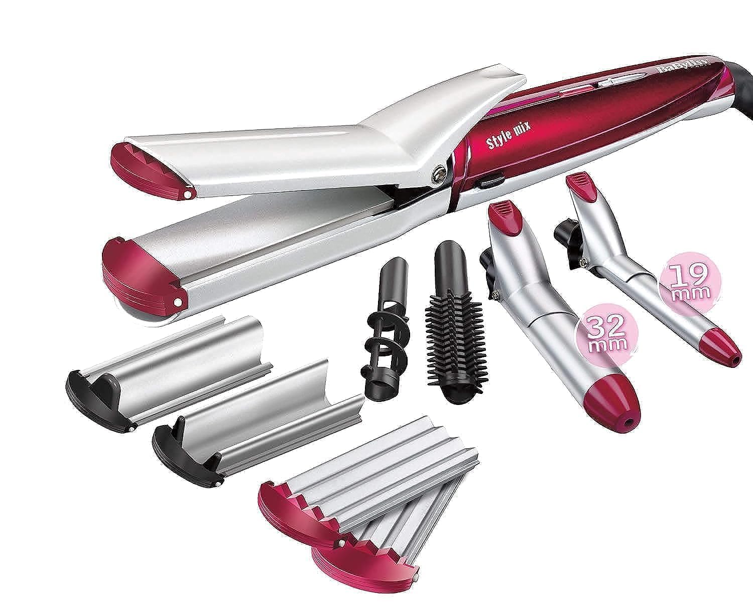 BaByliss Multi Styler 10-In-1 Hair Styler | 6 Style Settings For Perfect Hair Style | With Curling/ Straightening/ Crimping/ Waver/ Spiral Plates & Hair Pins | Shock & Break Proof | MS22SDE (Purple)(يوجد نقص في الاكسسوارات)