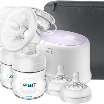 مضخة الثدي الكهربائية المزدوجة من فيليبس أفينت مع وسادة طاقة إضافية، SCF334/22، أبيض