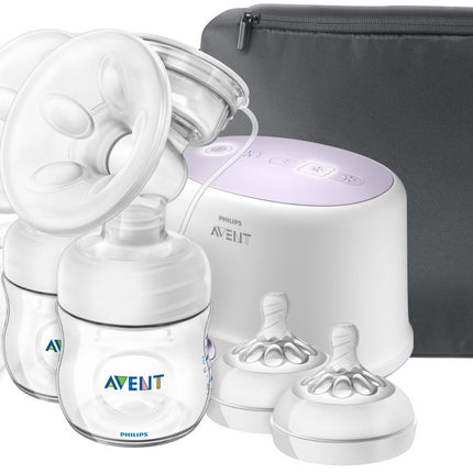 مضخة الثدي الكهربائية المزدوجة من فيليبس أفينت مع وسادة طاقة إضافية، SCF334/22، أبيض