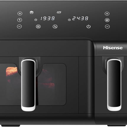 Hisense 9L Dual Basket Air Fryer, Air Fry, Preset Menus, 360° Circulation, LED Display, Dual Cooking Zone, Visible Basket, H09AFBK2S5