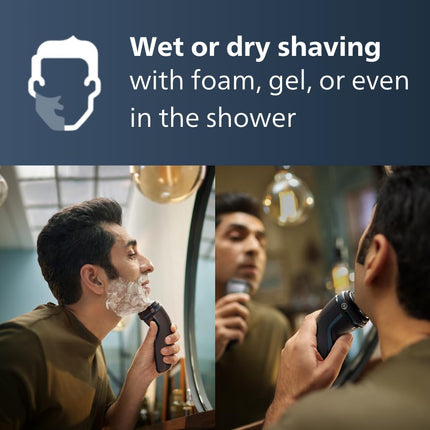 Philips Face & Head Shaver S3144/00 | Wet & Dry Use | Smooth, Comfortable Shave with SkinProtect Tech | 5D Pivot & Flex Heads, PowerCut Blades | 60 min Cordless Use | Pop-Up Trimmer