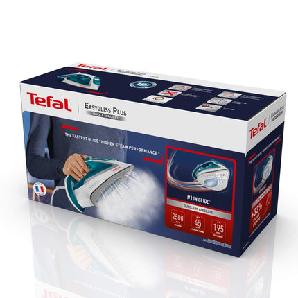 Tefal Easygliss Plus FV5718 Steam Iron Durilium Airglide Sole 2500 W Quick Heating Drip Stop Anti-limescale System Vertical Steam/ (كسر خارجي بسيط غير مؤثر)