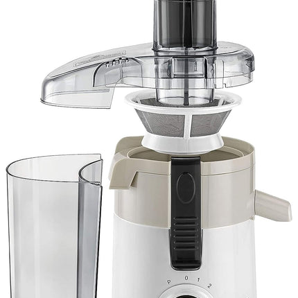 Black & Decker 250W juicer with pulp separator, large fruit feed chute, white/gray - JE250-B5