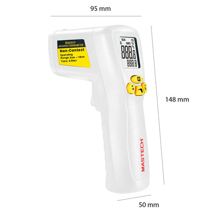 Mastech MS6591P Infrared Digital Thermometer Non-Contact Forehead with 2 measurement modes: Body (32ºC-42ºC) and Surface (0ºC-100ºC)
