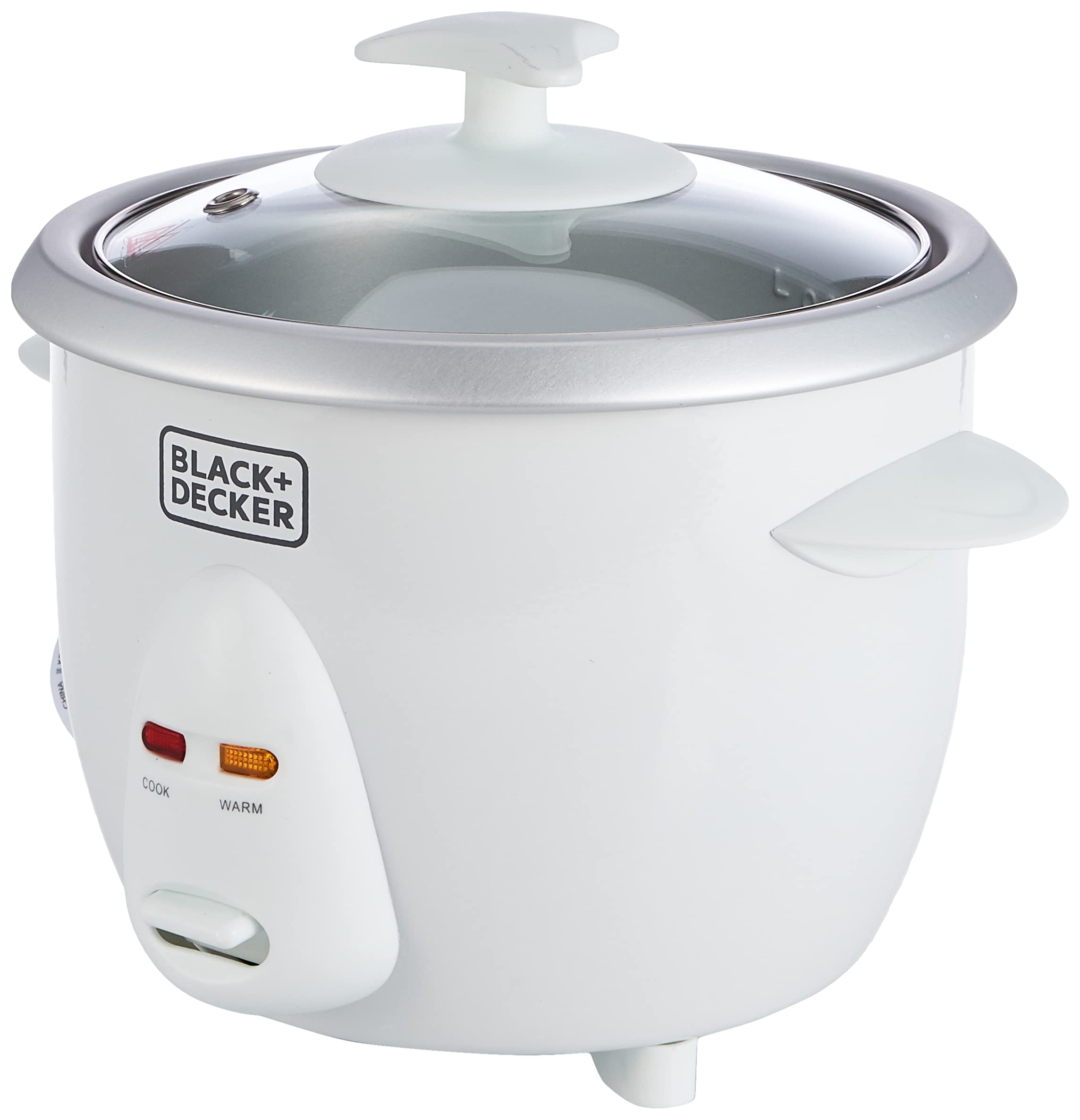 Black & Decker 350W 0.6L Rice Cooker With Removable NonStick Bowl, Steaming Tray, Water Level Indicator And A Glass Lid With Cool Touch, For Healthy Meals RC650-B5