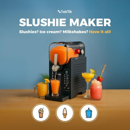 Taktik 1.6L Slush Machine & Home Ice Cream Maker – One-Touch Frozen Drink Maker with LED Display, 6 Presets, No-Ice Cooling System – Makes Slush, Milkshakes & Juices – 220-240V, 200W