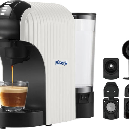 ماكينة صنع القهوة متعددة الكبسولات DSP 1400 واط KA3142 مضخة مياه 20 بار سعة 850 مل مناسبة لكبسولات نسبرسو وكبسولات دولتشي جوستو ومسحوق القهوة