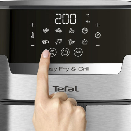 TEFAL Air Fryer | Easy Fry & Grill Digital 2-in-1 |4.2 L Capacity | 1550 W | Healthy Cooking | Air Fry + Grill | 8 Automatic Programs |Adjustable Temperature | Timer | | EY505D27
