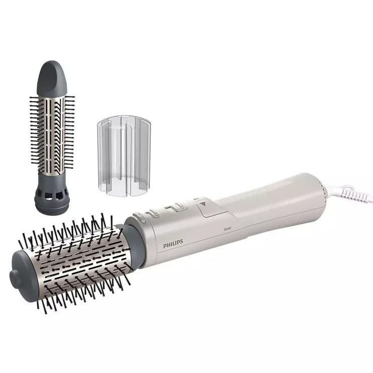Philips 7000 Series Air Styler, Rotating ThermoBrush for more volume and defined hair styling, 2 attachments, 1000W, White/Gray - BHA710/13
