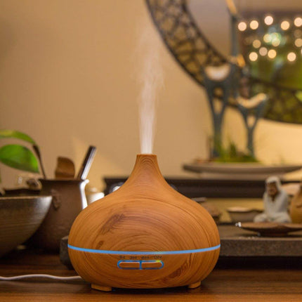 SKY-TOUCH Essential Oil Diffuser, 550Ml Oil Diffuser With 4 Timer, Aromatherapy Diffuser With Auto Shut-Off Function, Cool Mist Humidifier Bpa-Free For Bedroom Home-Yellow Wood